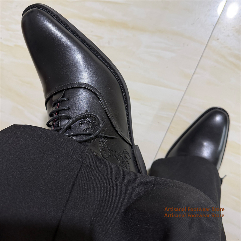 Leather Shoe Polish - Sepatu Derby Pria Warna Hitam dengan